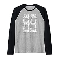 Sports Team Uniform Jersey Shirt #89 89 White Number Raglan Baseball Tee