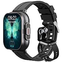 Smart Watch with Earbuds, Make/Answer Calls Bluetooth Earphones, Fitness Tracker Heart Rate Blood Pressure Monitor Sleep Tracker, Pedometer Step Calories Counter Smartwatches for iOS Android
