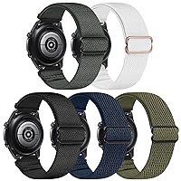 22mm Bands Compatible with Samsung Galaxy Watch 3 45mm Band/Galaxy Watch 46mm/Gear S3 Frontier, Stretchy Adjustable Elastic Nylon Woven Sport Loop 22mm Wristband for Men Women, 5 Packs