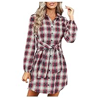 for Teen Girls' for Women's Lace-Up Tunic Plaid Long Sleeve Traditional Strapless