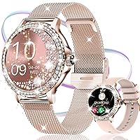 Smart Watch for Women with Diamonds (Answer/Make Call),1.3''Full Touch Screen Smartwatch for Android Phones,Fitness Tracker with Heart Rate/Blood Oxygen/Sleep Monitor