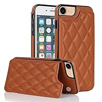 XYX for iPhone 7/8/SE3 2022 Wallet Case with Card Holder, RFID Blocking PU Leather Double Magnetic Clasp Back Flip Protective Shockproof Cover 4.7 inch, Brown