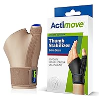 Actimove Sports Edition Thumb Stabilizer with Extra Stays – Sleeve for Pain Management of Strains, Sprains, Inflammation, Thumb Pain & Skier's Thumb – Left/Right Wear - Beige, Large/X-Large