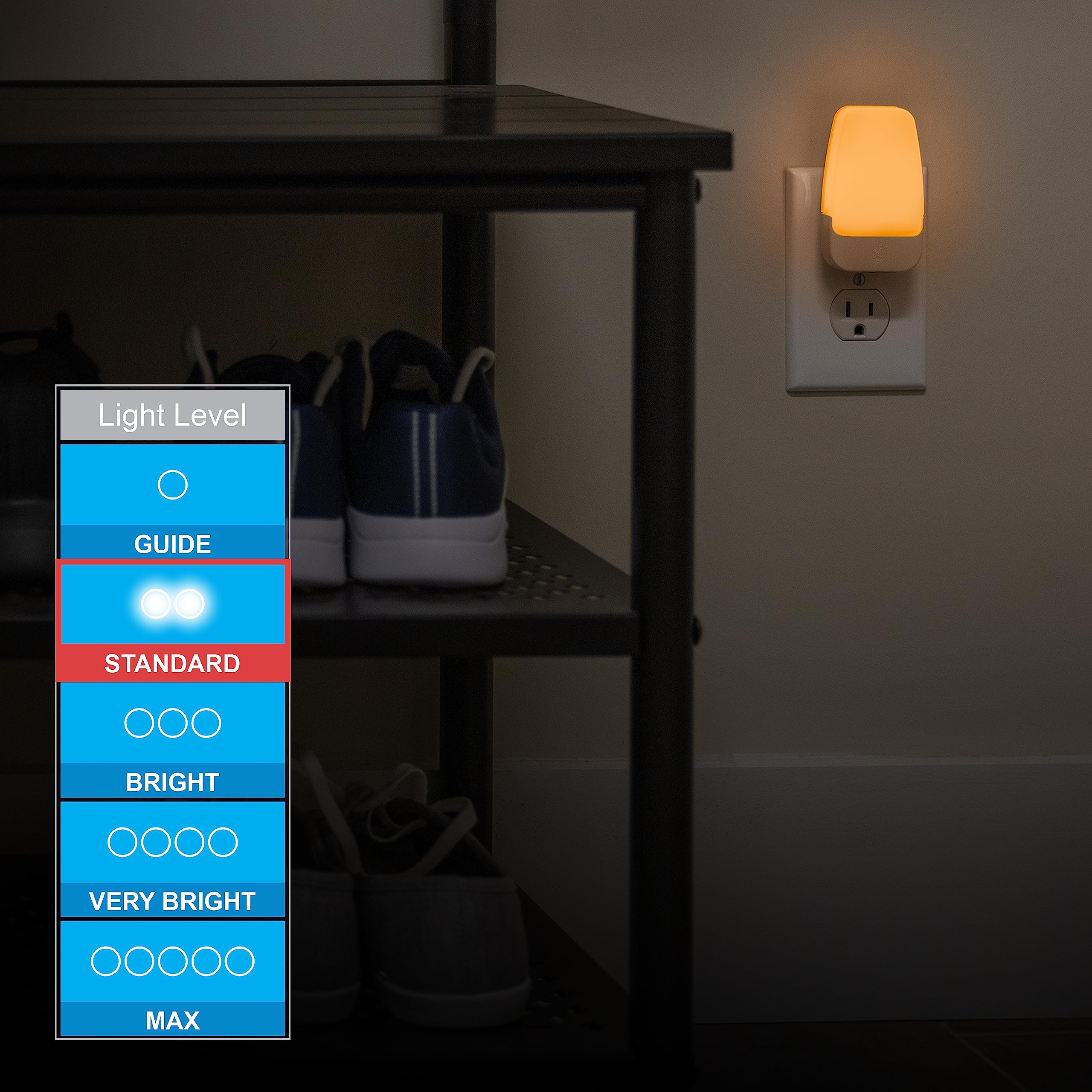 GE LED Night Light, Plug-in, Dusk to Dawn Sensor, Amber, UL-Certified, Energy Efficient, Ideal Nightlight for Bedroom, Bathroom, Nursery, Hallway, Kitchen, 76135, 2 Pack