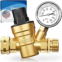 RV Water Pressure Regulator for RV Camper. Brass Lead-free Adjustable RV Water Pressure Regulator with Gauge. RV Water Regulator for Camper Travel Trailer, Reducer Valve W Filter. M11-0660R.
