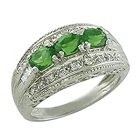 Chrome Diopside Oval Shape 4X5MM Natural Non-Treated Gemstone 925 Sterling Silver Ring Gift Jewelry for Women & Men