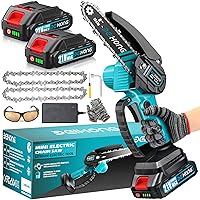 BEI & HONG Mini Chainsaw 6-Inch with 2 Battery, 21V Cordless power chain saws with Security Lock, Handheld Small Chainsaw for Wood Cutting Tree Trimming