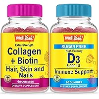 Collagen+Biotin + Vitamin D3 5,000 IU Sugar Free, Gummies Bundle - Great Tasting, Vitamin Supplement, Gluten Free, GMO Free, Chewable Gummy