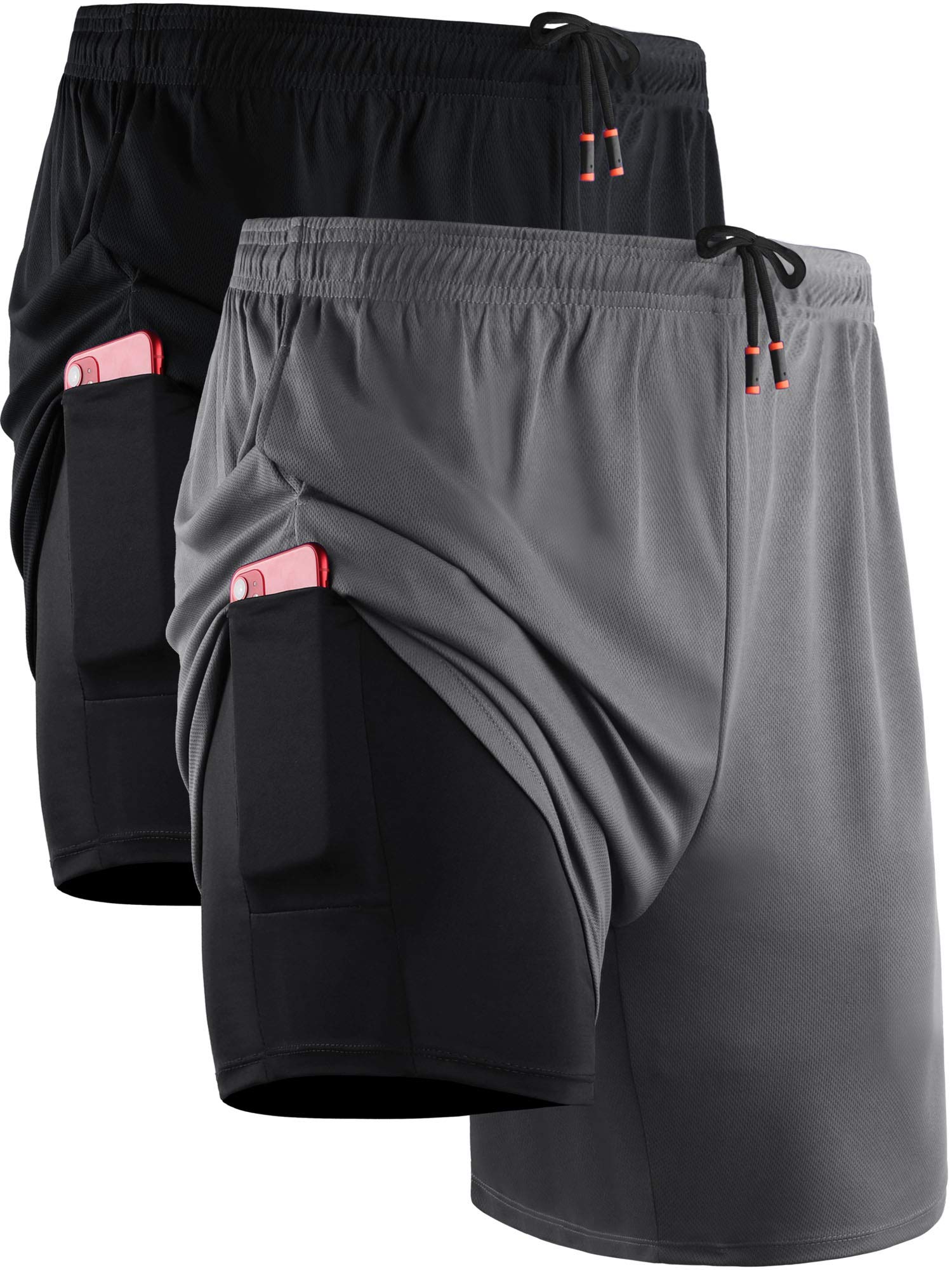 NELEUS Men's 2 in 1 Running Shorts with Liner,Dry Fit Workout Shorts with Pockets