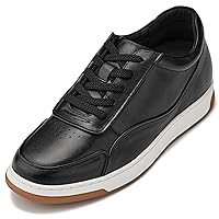 CALTO Men's Invisible Height Increasing Elevator Shoes - Premium Leather Lace-up Fashion Sneakers - 2.6 Inches Taller