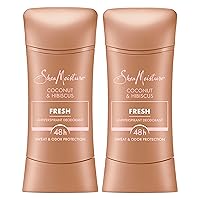 SheaMoisture Antiperspirant Deodorant Stick Fresh Coconut & Hibiscus 2 Count for 48HR Sweat & Odor Protection with No Parabens & No Mineral Oil 2.6 oz