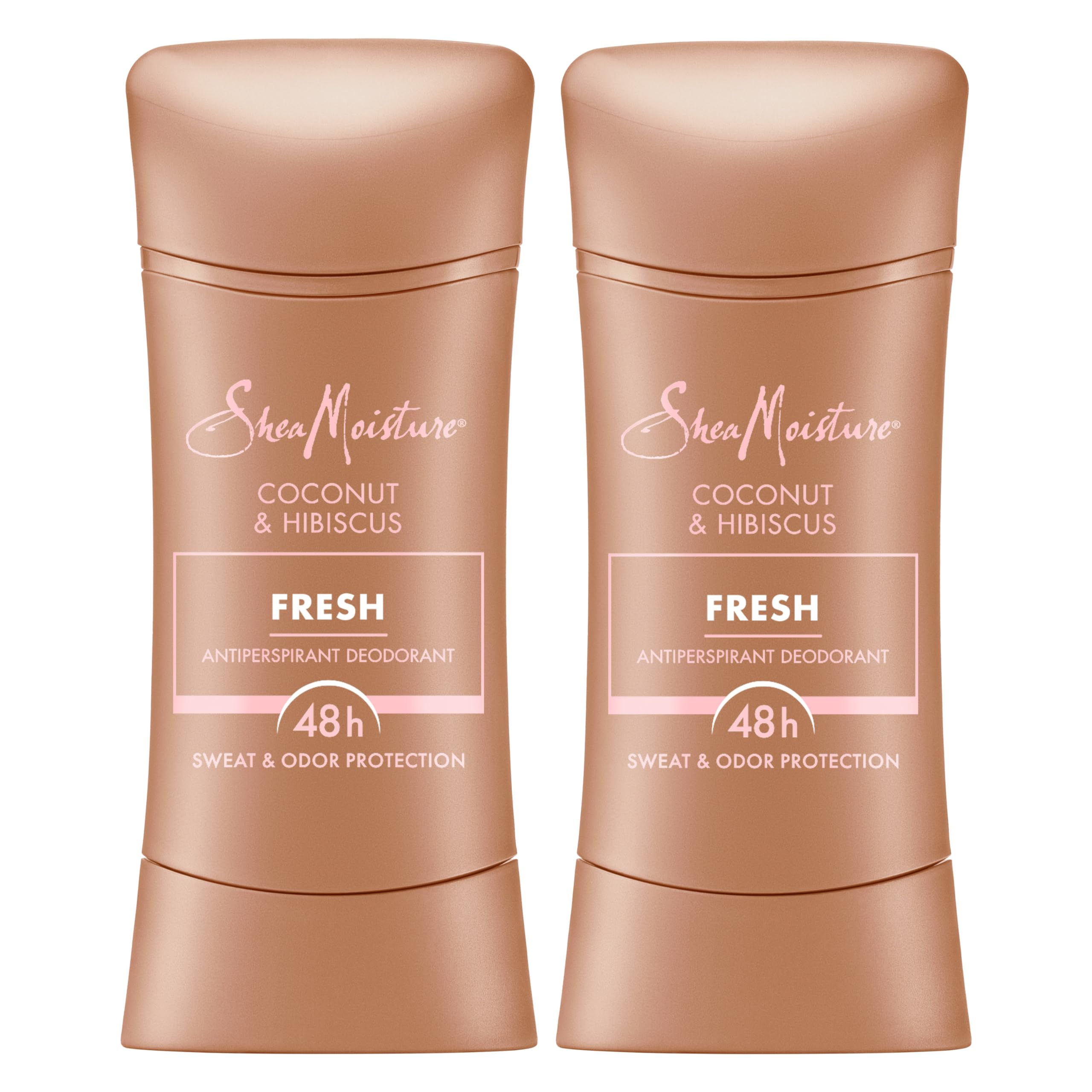 SheaMoisture Antiperspirant Deodorant Stick Fresh Coconut & Hibiscus 2 Count for 48HR Sweat & Odor Protection with No Parabens & No Mineral Oil 2.6 oz