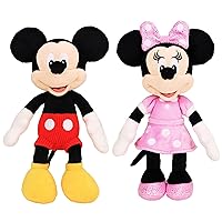 Disney Junior Mickey Mouse and Minnie Mouse Beanbag Plushie 2-Pack Stuffed Animals, Officially Licensed Kids Toys for Ages 2 Up by Just Play