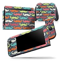 Compatible with Nintendo DSi XL - Skin Decal Protective Scratch-Resistant Removable Vinyl Wrap Cover - Colorful Scratched Mustache Pattern