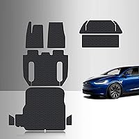 TOUGHPRO Floor Mats Accessories Compatible with Tesla Model X Long Range/Plaid 6 Seater All Weather Heavy Duty Black Rubber 2022 2023 2024 (Complete Set)