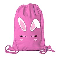 Easter Basket Backpack Bulk Cotton Drawstring Cinch Bags Easter Bunny Gift Bags - Bunny Face