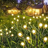 6-Pack Solar Lights for Outside, Upgraded Solar Garden Lights, Sway by Wind, 48 LED Waterproof Solar Outdoor Lights Firefly Lights for Patio Pathway Wedding Party Outdoor Decorations (Warm White)