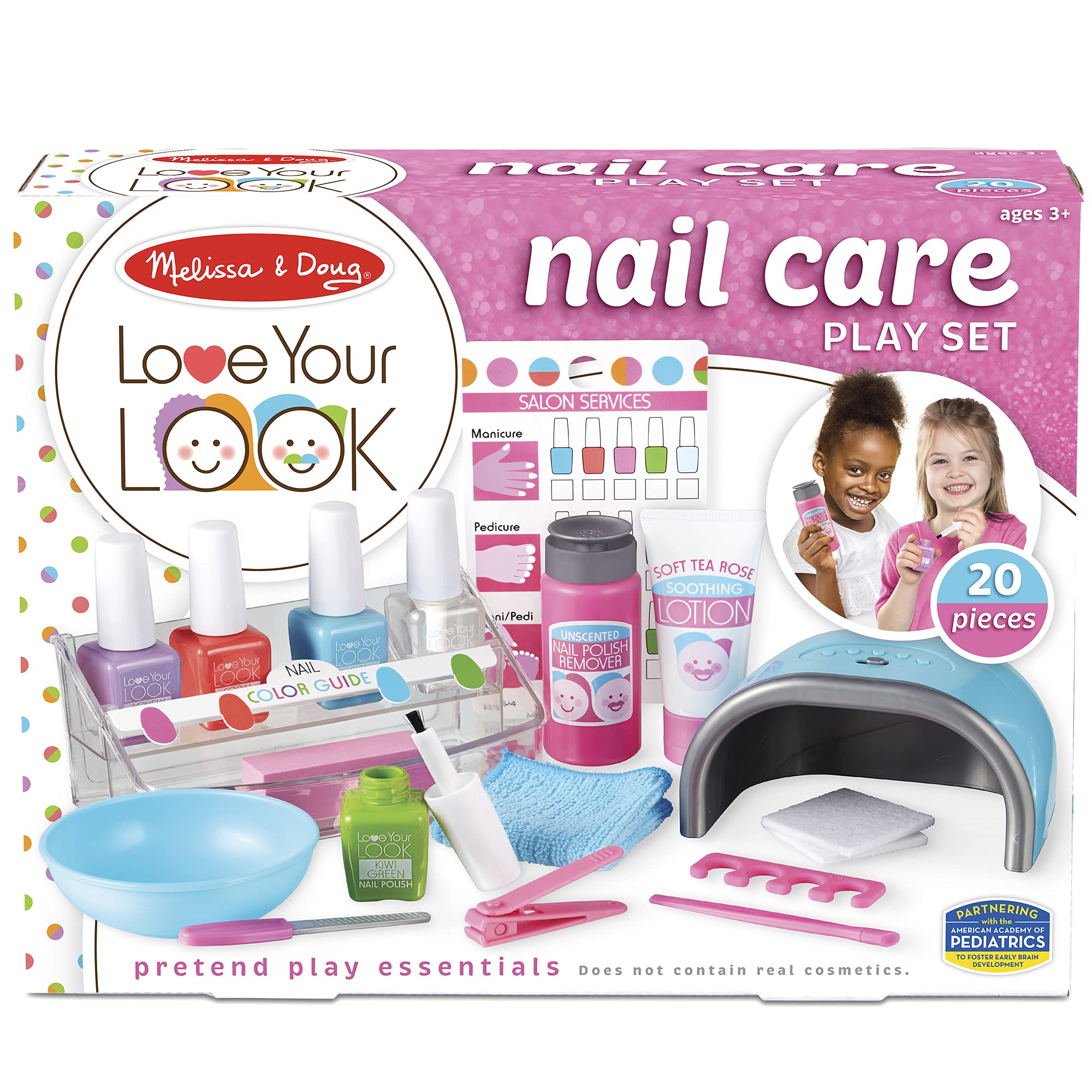 Melissa & Doug Love Your Look Pretend Nail Care Play Set – 20 Pieces for Mess-Free Play Mani-Pedis (DOES NOT CONTAIN REAL COSMETICS) , Pink