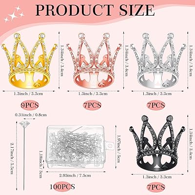 Yinkin 130 Pcs Flower Bouquet Accessories Corsages Pins Mini Crown Cake  Topper Tiny Tiara Birthday Cake Topper Flower Bouquet with Pins for Wedding