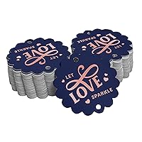 Pack of 100 Let Love Sparkle Wedding Favor Paper Tags Craft Real Rose Gold Foil Hang Tags