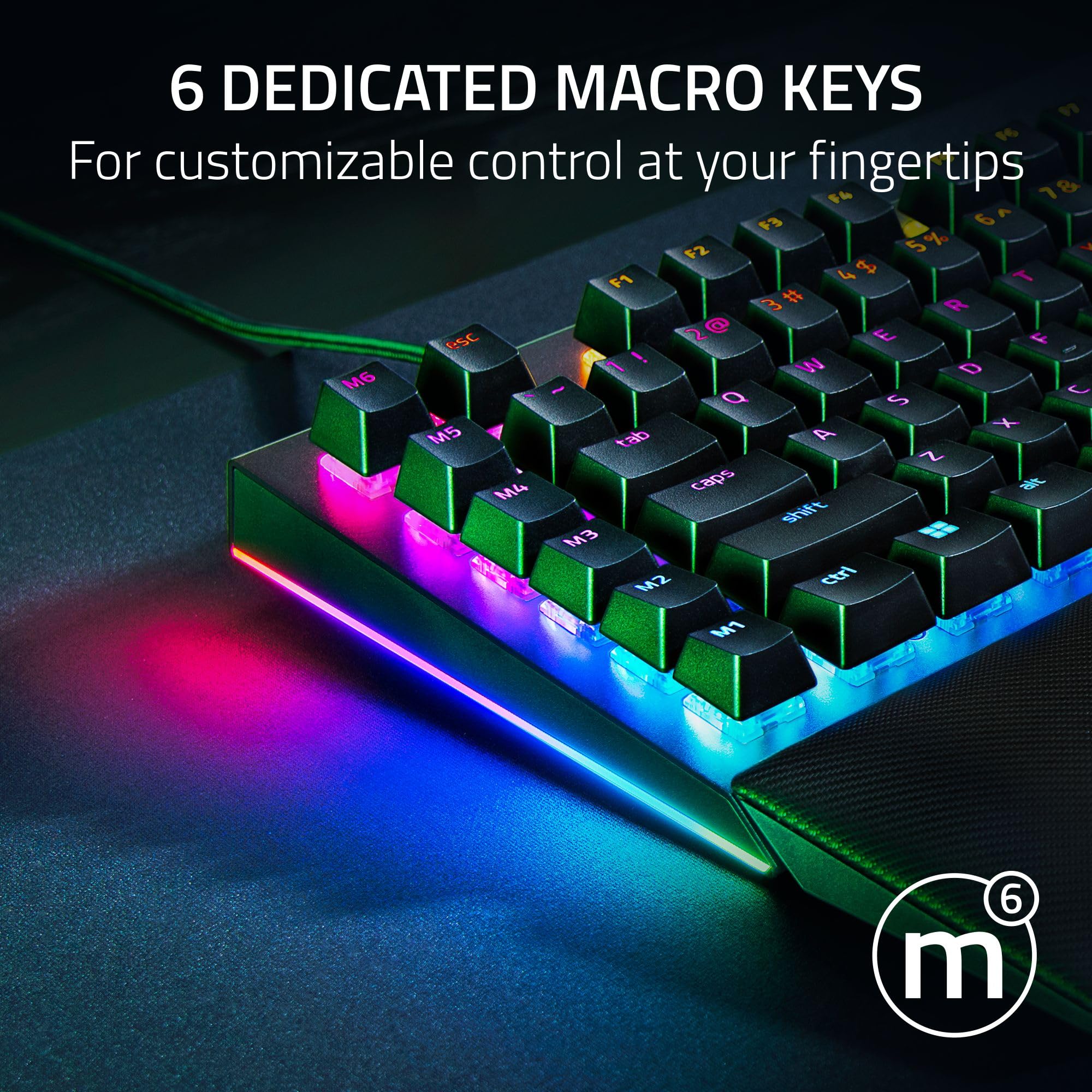 Razer BlackWidow V4 Mechanical Gaming Keyboard: Green Switches Tactile & Clicky - Chroma RGB - 6 Dedicated Macro Keys - Magnetic Wrist Rest - Doubleshot ABS Keycaps - Multi-Function Roller &Media Keys