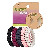 Goody Planet Goody Elastic Thick Hair Coils - 5 Count, Mixed Pack - Medium Hair to Thick Hair - Hair Accessories for Women and Girls