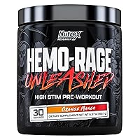 Nutrex Research Hemo-Rage Extreme High Stim Pre Workout Powder | Insane Lasting Energy, Focus, Endurance & Pump Booster Preworkout Supplement | Orange Mango 30 Servings