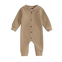 fhutpw Newborn Baby Boy Girl Fall Winter Romper Clothes Thicken Solid Infant Unisex Knitted Cotton Bodysuit Jumpsuits