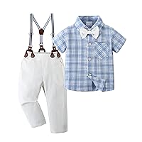 YALLET Toddler Baby Boy Clothes Suit Gentleman Wedding Outfits, Formal Dress Shirt+Bowtie+Vest+Boutonniere+Suspender Pants