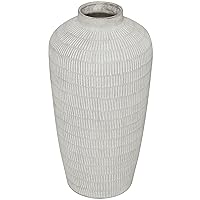 Deco 79 Ceramic Decorative Vase Textured Centerpiece Vase with Linear Pattern, Flower Vase for Home Decoration 12