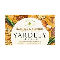 Yardley London Nourishing Bath Soap Bar Oatmeal & Almond, Helps Soothe Dry Skin & Gently Exfoliates with Natural Oatmeal, 4.0 oz Bath Bar, 1 Soap Bar