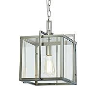Trans Globe Imports 10210 BN Transitional One Light Pendant from Eastwood II Collection in Pewter, Nickel, Silver Finish, 10.00 inches