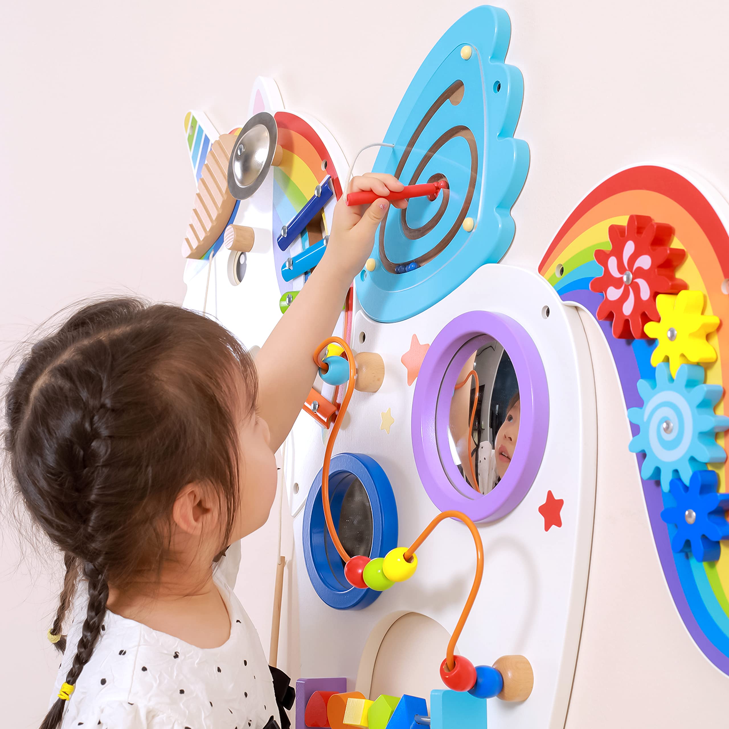 Learning Advantage Unicorn Activity Wall Panel - Ages 18m+ - Sensory Wall Toy - 8 Activities - Busy Board - Toddler Room Décor