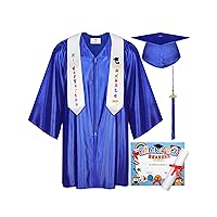 SOMSOC 5 Pack Kids 2024 Happy Graduates Cap and Gown Tassel Stole Charm Certificate for Preschool Kindergarten