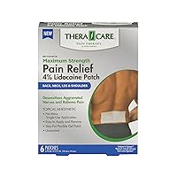 Thera|Care Maximum Strength OTC Pain Relief Patch | 4% Lidocaine Patch | 3.9” x 5.5” | 6-Count Box