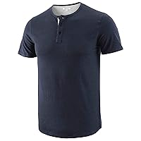 Mens Casual Comfort Slim Fit Button Down Short/Long Sleeve Gym Workout Golf Active Henley T-Shirts