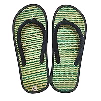Women's Bamboo Flip Flop,Straw Beach Sandals Handmade,Straw Footwear (8, Green)