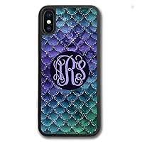 iPhone XR, Simply Customized Phone Case Compatible with iPhone XR [6.1 inch] Mermaid Scales Monogrammed Personalized IPXR