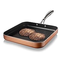 Gotham Steel Nonstick Grill Pan for Stovetops with Grill Sear Ridges, Drains Grease, Ultra Durable Coating, Metal Utensil Safe, Stay Cool Stainless-Steel Handle, Oven & Dishwasher Safe, 100% PFOA Free