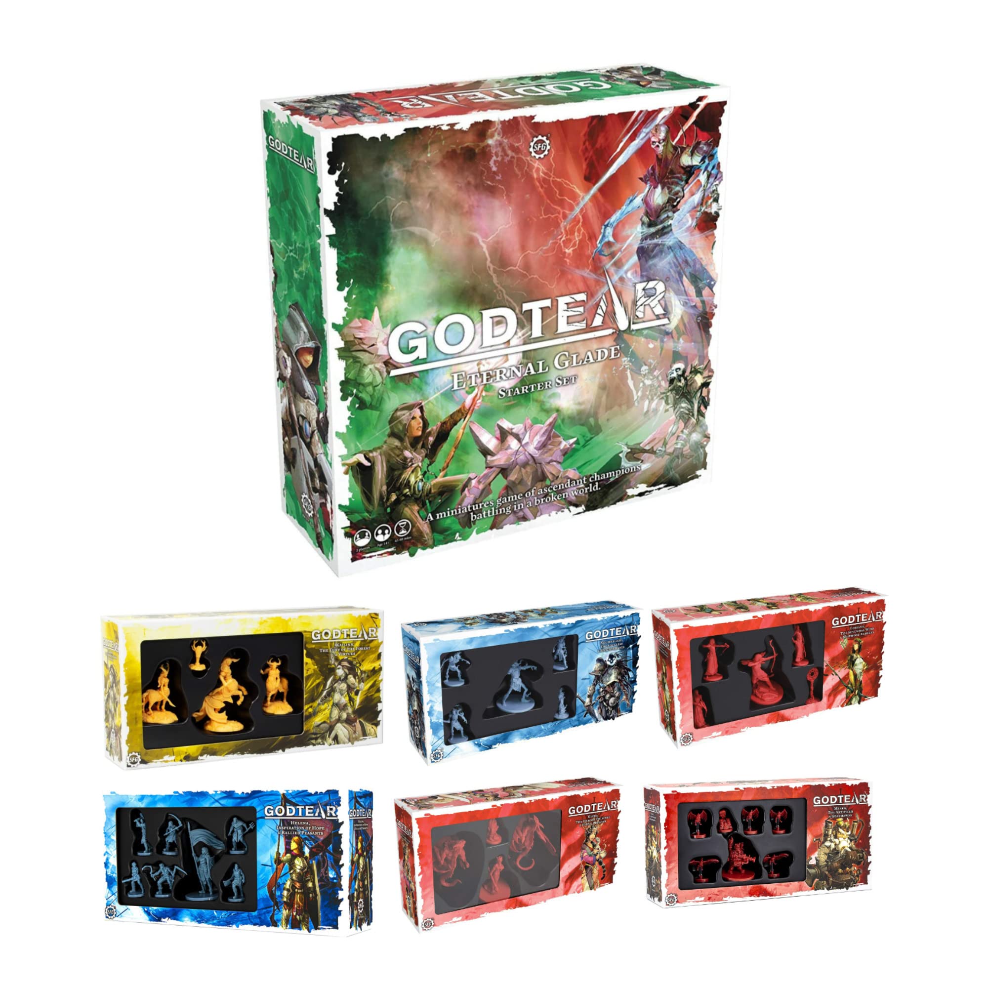 STEAMFORGED Godtear Eternal Glade Starter Set Bundle with Expansion Sets (7 Items)