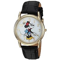 DISNEY Minnie Mouse Adult Classic Cardiff Articulating Hands Analog Quartz Leather Strap Watch