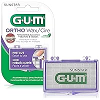 GUM Orthodontic Wax for Braces and Dental Devices - Soothing Dental Wax with Vitamin E and Aloe Vera - Clear Color and Refreshing Mint Flavor (Pack of 1)
