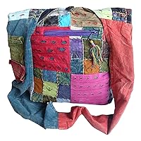 Natural Flow Fair Trade Large Cotton Patchwork & Razor Embroidered Hippy Boho Festival Shoulder Bag