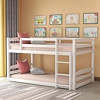 MERITLINE Twin Over Twin Bunk Bed for Boys and Girls, Detachable Wood Twin Bunk Bed Frame