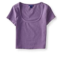 AEROPOSTALE Womens Washed Bodycon Basic T-Shirt, Purple, Large