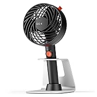 Sharper Image GO 4C Rechargeable Handheld Personal Fan with Charging Dock, Black