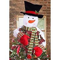 Christmas Tree Topper Snowman Hugger with Lights Strips - Xmas Holiday Winter Wonderland Party Decoration Ornament Supplies