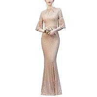 Azuki Women's Vintage High Neck Body-con Mermaid Evening Cocktail Long Dress