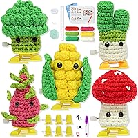 ZOIIWA 5-Pack Crochet Kits for Beginners Crochet Vegetables Kit with Step-by-Step Video Tutorial Knitting Starter Kit for Adults and Kids Great Gift for Crochet Lovers Beginner Knitting Birthday Gift