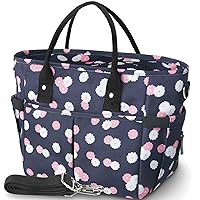 KIPBELIF Insulated Lunch Bags for Women - Large Tote Adult Lunch Box for Women with Shoulder Strap, Side Pockets and Water Bottle Holder, Dark Blue Plum, Extra Large Size
